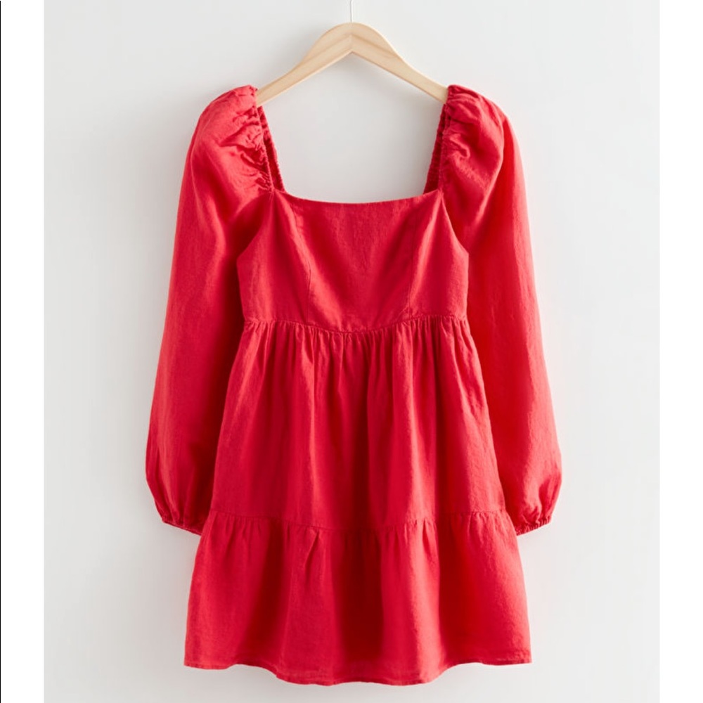 &other stories red linen dress size 0